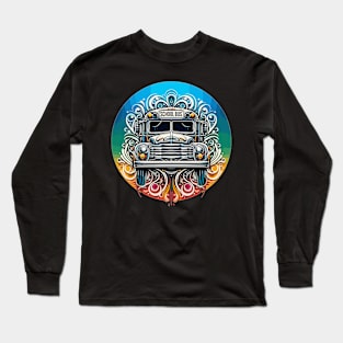 Artistic Silhouette Of A School Bus Long Sleeve T-Shirt